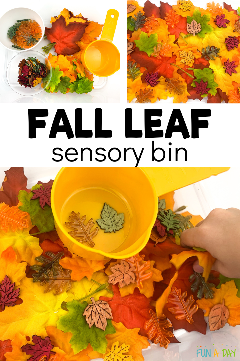 Super Easy Fall Leaf Sensory Bin - Fun-A-Day!